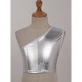 thumbnail image 3 of Sinleey Kids Girls Shiny Metallic Crop Tank Top and Boy Shorts Set Stage Performance Dancewear Silver 150, 3 of 6