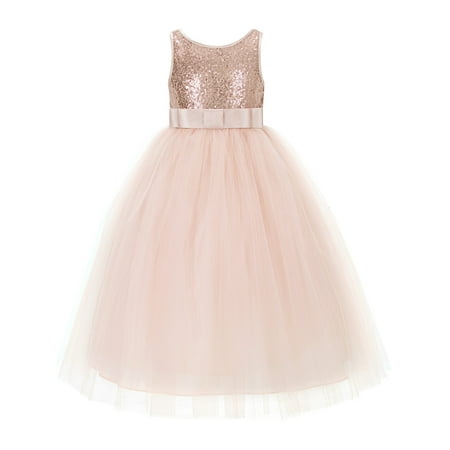 

Ekidsbridal Sequins V-Back Flower Girl Dress Junior Bridesmaid Wedding Pageant LG1 4