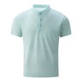 thumbnail image 2 of pstuiky camisetas de hombre, Blusa/camisa informal de cuello redondo y botones de color liso para hombre, de moda de verano camisetas de hombre l, 2 of 8