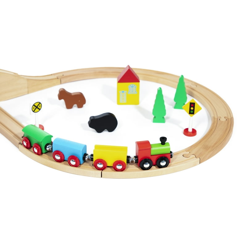 Maxim Enterprise Figure 8 Wooden Train Set Toy - Big 37 Pieces