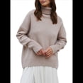 thumbnail image 1 of Suéter de Punto Grueso para Mujer, Jersey de Larga Cálido de Invierno, Top Informal. Caqui Talla Única, 1 of 9