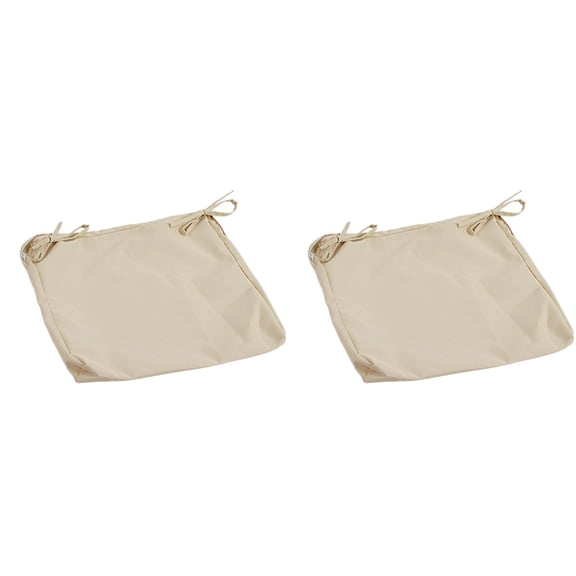 2-Pack Outdoor Cushion Cover with Zipper & Ties, Waterproof Fade-Resistant Slipcover for Patio Garden Rattan Chair Seat, Washable, Beige, By Preplabs