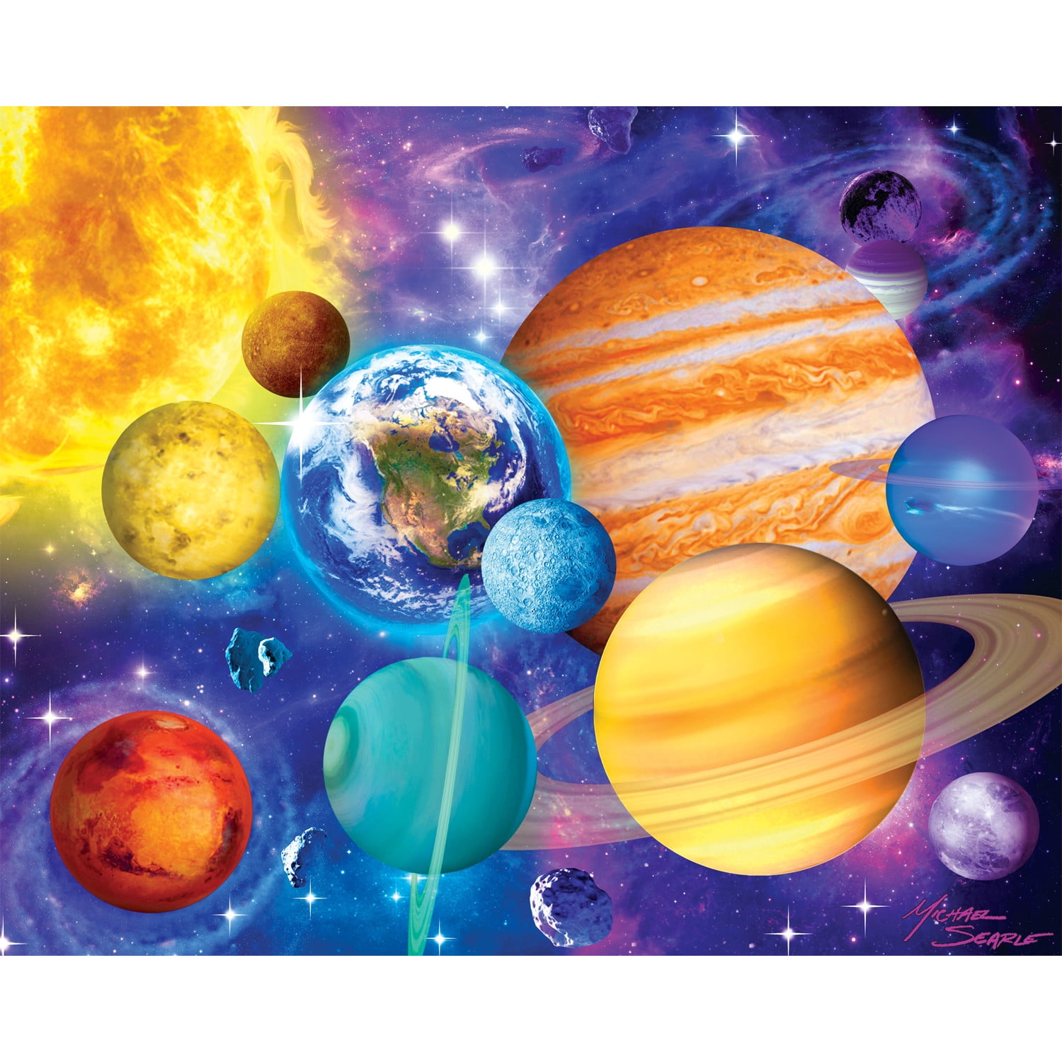 MasterPieces Glow in the Dark 100 Piece Jigsaw Puzzle Set - Blue 4-Pack for Kids