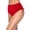 Red, variant on Women's High Waist Bikini Bottoms, Solid Color Vintage Triangle Briefs, Full Coverage Swim Bottoms for Beach or Pool, Brown - XL