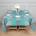 thumbnail image 3 of Turquoise Floral and Petal Pattern Square Tablecloth,Waterproof Square Table Cover,Wipeable Spillproof Washable Table Cover for Home Kitchen Party Decor 52"x52"(132x132cm), 3 of 6