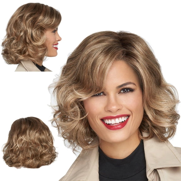 Pullover Toupee-Styling Wig Wig Full Wig Curly Women'S Fashion Wig Short Sexy Cool Wig, European and American Wigs for Women Short Curly Hair Personality Wig Hairstyle Rose Gold, Syntheticschool