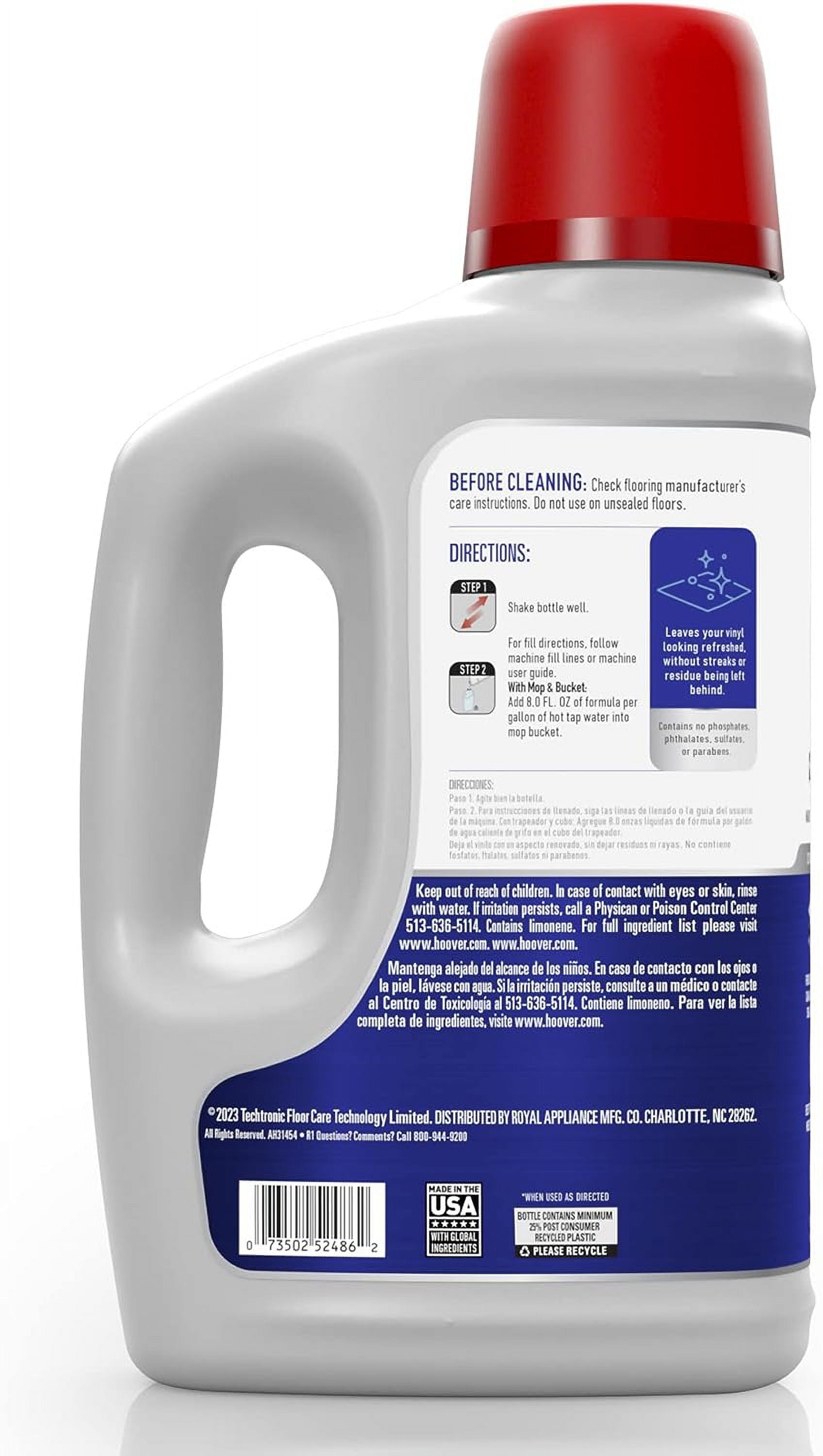 Hoover Renewal Luxury Vinyl Floor Cleaner Concentrated Cleaning Solution for Hard Floor Machines 32oz Formula Ah31434 White