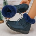 thumbnail image 6 of Gyexs Winter Boots for Women Snow: Furry Lined Warm Ankle Boots - Adjustable Waterproof Outdoor Zipper Snow Shoes, Navy, Size 8.5, 6 of 8