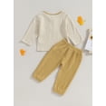 thumbnail image 4 of Arvbitana Toddler Baby Boys 2Pcs Cotton Linen Outfits Contrast Color Long Sleeve T-shirt and Elastic Waist Pants Sets Infant Fall Clothes 6M 12M 18M 24M 2T 3T 4T, 4 of 8
