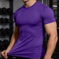 thumbnail image 5 of Jinhomg Men's Compression Shirts Short Sleeve Workout Gym T-Shirt Cool Running Tops Soft Comfy Base Layer Athletic Undershirts Sportswear Purple,XXXL, 5 of 7
