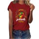 thumbnail image 1 of Tops de Manga Corta para las Mujeres de Ajuste Suelto, Día de la Independencia Negro Impreso, Cuello Redondo Suelto Superior, 1 of 4