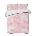 thumbnail image 2 of Quilts Twin XL Size, Tropical Palm Tree Soft Comforter Bedding Set for Bed, Pink White Plants Coastal Leaf Beach Lightweight Quilted Bedspread with Pillow Cover(2 Pieces) for All Season, 68x98 Inch, 2 of 9