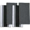 thumbnail image 2 of AMOUR INFINI Kitchen Towels 2 Stripe + 2 Waffle Super Soft and Absorbent Kitchen Towels Perfect for Kitchen Cleaning and Drying Dishes Pack of 4 Washable Tea Towels (28x20 Inch - Black), 2 of 6