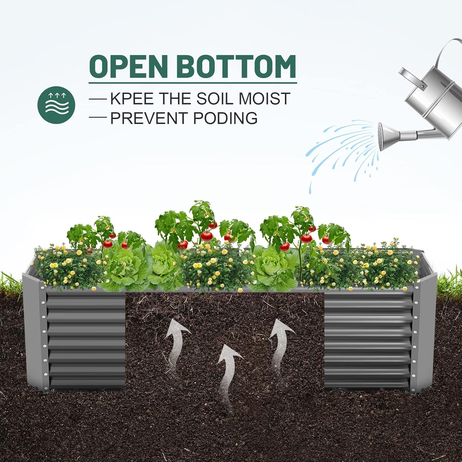 Land Guard 3PCS 6x3x2 ft Galvanized Metal Raise Garden Bed Planter Box Steel Large Vegetable Flower Bed Kit(Deep Grey)