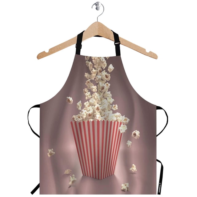Wondertify Delantal De Palomitas De Maíz Con Diseño De Cine Rojo Con Cuello Ajustable Para Hombres Y Mujeres, Adecuado Para El Hogar, Cocina, Camarera, Chef, Parrilla, Barbacoa