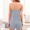 thumbnail image 6 of ylioge Satin Pajama Sets for Women 2 Piece Lightweight Loungewear Outfits Womens Trendy Solid Color Lace Splice Sleeveless Tank Tops and Shorts Pajamas, 6 of 7