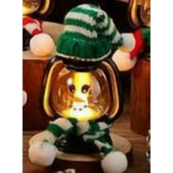 Gnmfd Mini Snowman Lantern with Hat Scarf LED Night Light for Indoor Outdoor Christmas Table Mantel Shelf Decoration Whimsical Holiday Winter Party Decoration Gift for Seasonal Fun
