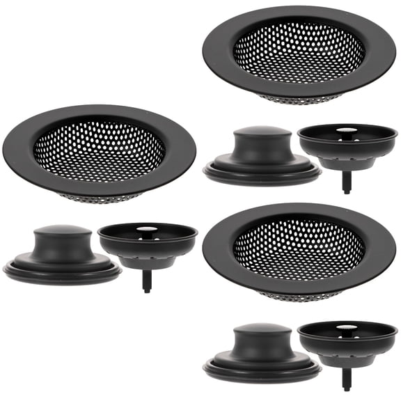 CIMAXIC Cimaxic Kitchen Sink Filter Black Drain Cover Garbage Disposal Stopper 9Pcs