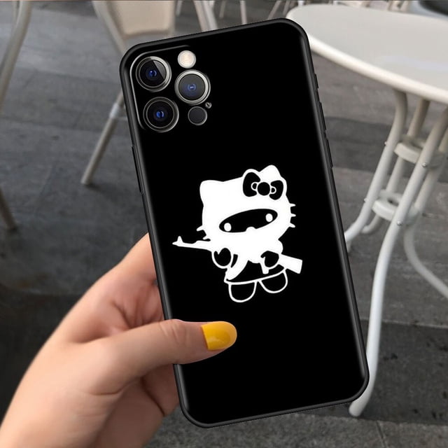 Funda de teléfono para iPhone 14, 13, 12, 11 pro max, 8, 7, 6, 6S Plus, XS, Max, XR, X, carcasa trasera de parachoques, bonita y fresca, Gato de Hello Kitty Fivean LED