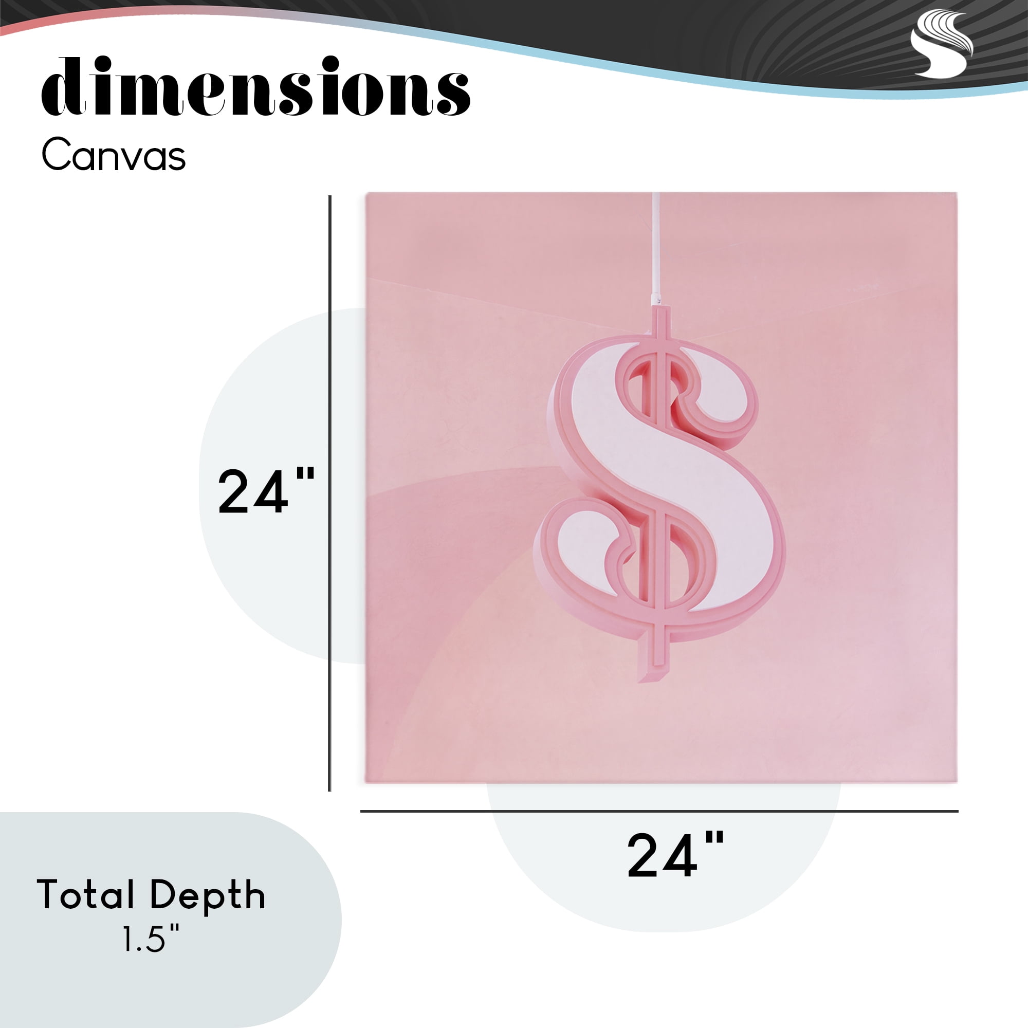 Pink Pastel Dollar Sign Canvas Wall Art, design by LISH Creative