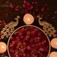 thumbnail image 4 of Gyarsilal's Flower Decorative Tea Light Candle Holder Urli Bowl with Peacock for Home (9.5 Inch), Tea Light Candles and Floating Flowers Handcrafted for Home, Office and Table Decor | Diwali Gift Item, 4 of 7