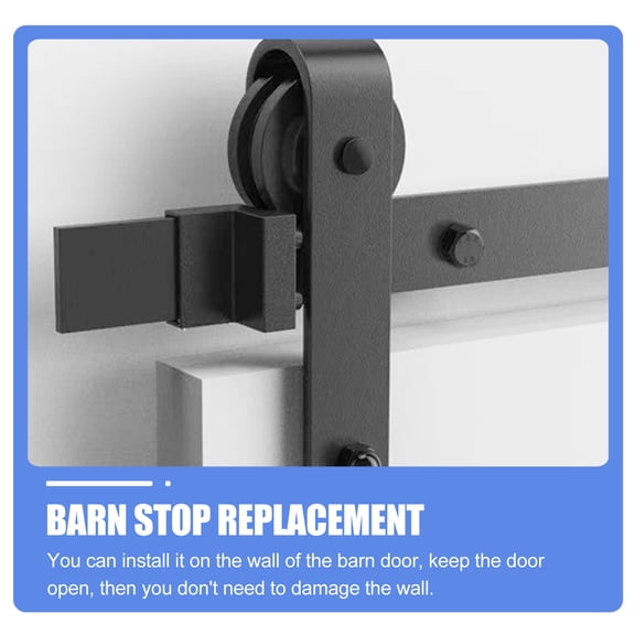 MEIBUTYUP Barn Door Stopper Anti-Jump Zinc Alloy with Rubber, Black, Home Door Hardware Accessory