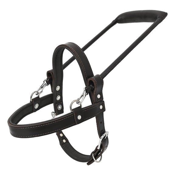 HILASON Guide Dog Harness Brown Padded Genuine Leather with Handle | Adjustable Straps for Training Breathable Therapy