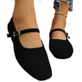 thumbnail image 4 of SuTry Women's Square Toe Mary Jane Flats Faux Adjustable Buckle Strap Lightweight Versatile Comfortable Slip On Casual Everyday Walking Shoes(36), 4 of 8