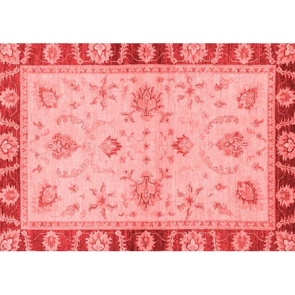 Ahgly Company Machine Washable Indoor Rectangle Oriental Red Traditional Area Rugs, 6' x 9'