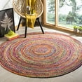 thumbnail image 2 of Safavieh Cape Cod Collection CAP202A Handmade Boho Braided Jute & Cotton Area Rug, 6' x 6' Round, Red / Multi, 2 of 4