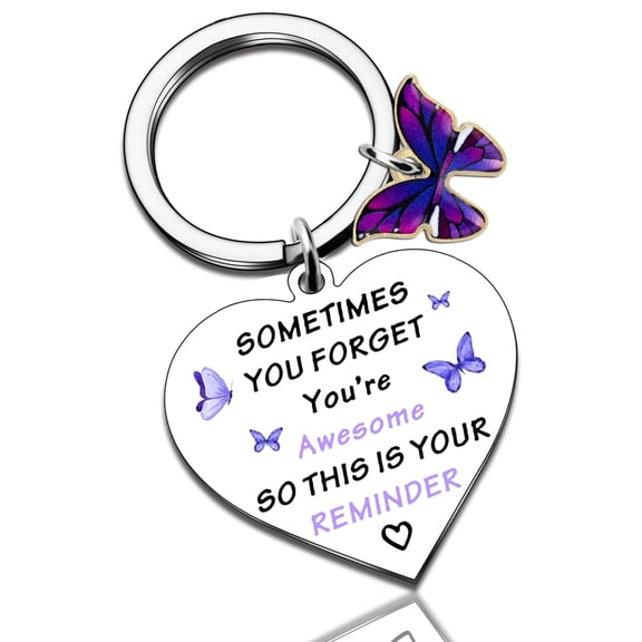 Purple Butterfly Keychain for Women Inspirational Gifts Birthday Mothers Day Motivational Encouragement Present for Her Daughter Teen Girls