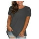 thumbnail image 3 of Blusas Umfun para mujer, cuello redondo liso, manga corta, blusa informal versátil, gris, talla 3XL, 3 of 4