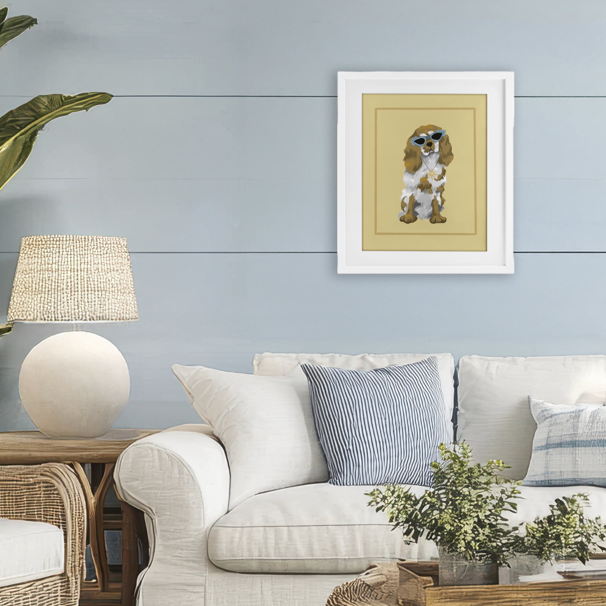 Stupell Industries Coolest Dog & Sunglasses White Framed Print Under Glass, design by Sadie Harper