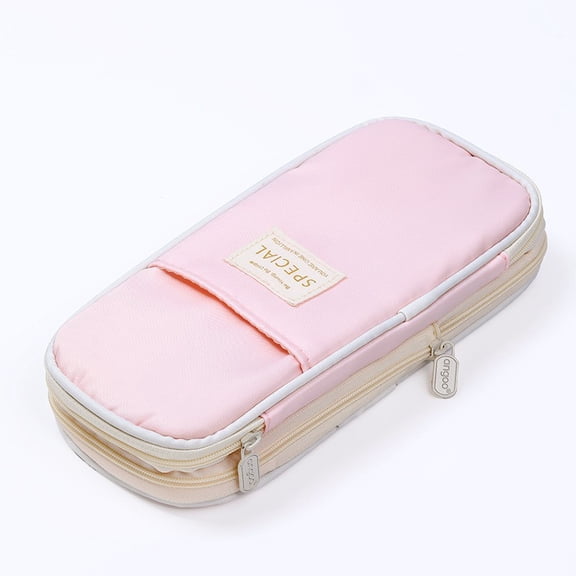 Prosperio Canvas Big Capacity Pencil Case, Pink