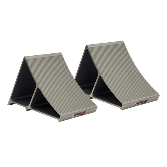 Extreme Max 5001.6795 Premium Lightweight Aluminum Wheel Chock with Ribbed Slope and Grip Teeth - Anti-Slip Claw Base for Trailers, RVs & 5th Wheels, Set of 2