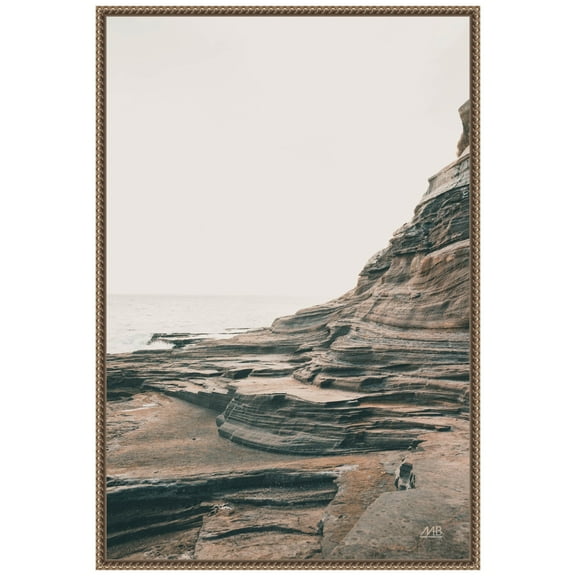 Amanti Art Rocky Beach Shore Hawaii Framed Canvas Wall Art Print