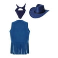 thumbnail image 2 of TSSOE Kids Girls Cowgirls Clothes Set Western Cowboy Themed Party Fancy Dress Up Fringed Vest Cowgirls Set Blue 10, 2 of 3