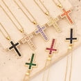 thumbnail image 4 of Jiwoy Cross Necklace for Women Christian Pendant Necklace 3A Cubic Zirconia Stainless Steel 18k Gold Plated 18 Inches Chain, 4 of 5