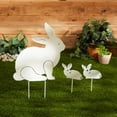thumbnail image 3 of Home Decorative Rabbit Family White Metal Garden Stake Set, 3 of 5