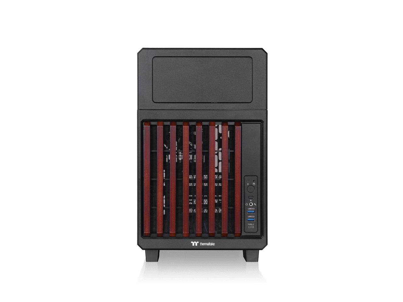 Thermaltake TR200 WS; Micro Chassis; Wood Front Trim; mATX/mITX Support; 360mm Radiator Support; 365mm GPU Clearance; 258mm PSU Clearance; 175mm Air Cooler Clearance; 5.25" Bay Support; Black; CA-11L