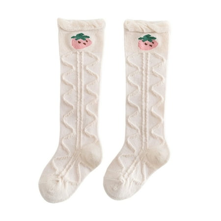 

Infant Baby Summer Long Socks Cute Fruit Print Mesh Ruffled Trim Knee Stockings