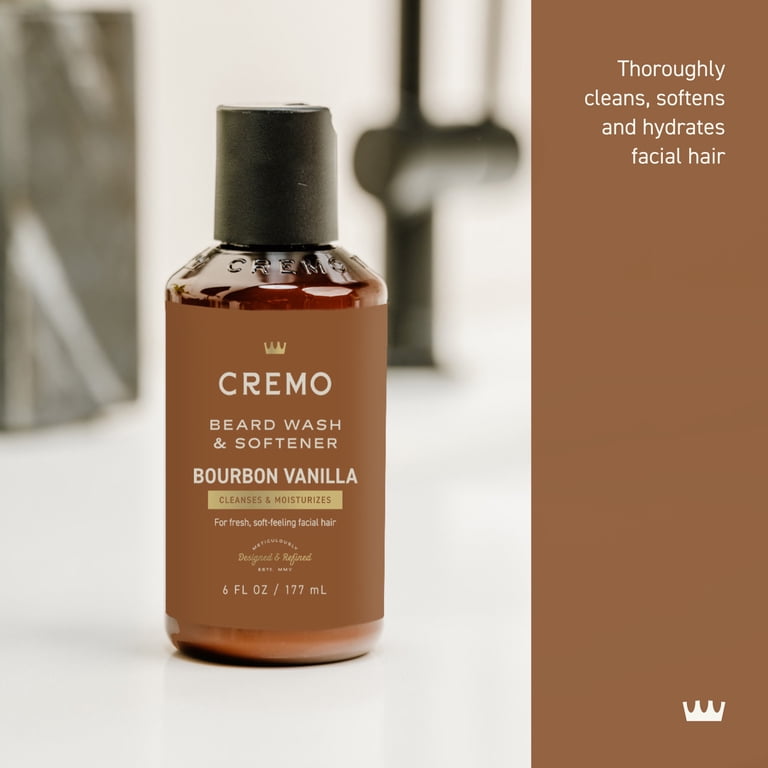 CREMO 2-in-1 Beard Face Wash Bourbon Vanilla Scent 6 fl oz for