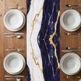 thumbnail image 6 of Blue Marble Table Runner - 48 Inch Long, Kitchen Dining Table Runner Dresser Scarves, Luxury Gold White Abstract Cracks Artwork Farmhouse Decor for Coffee Tables Wedding Party Banquet, 6 of 8