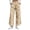 01-Khaki, variant on Women's Camo Wide Leg Pants High Waisted Drawstring Lounge Pants with Pockets Casual Loose Fit Bottoms for Daily Outdoor Street Wear Soft Comfy