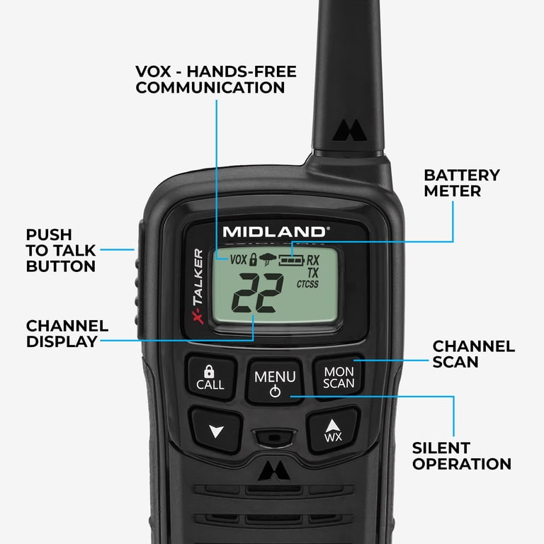 Midland（ミッドランド）　X-Talkerシリーズ　トランシーバー Midland, Walkie Talkie, T10, Up to 20 Mile Range with Weather