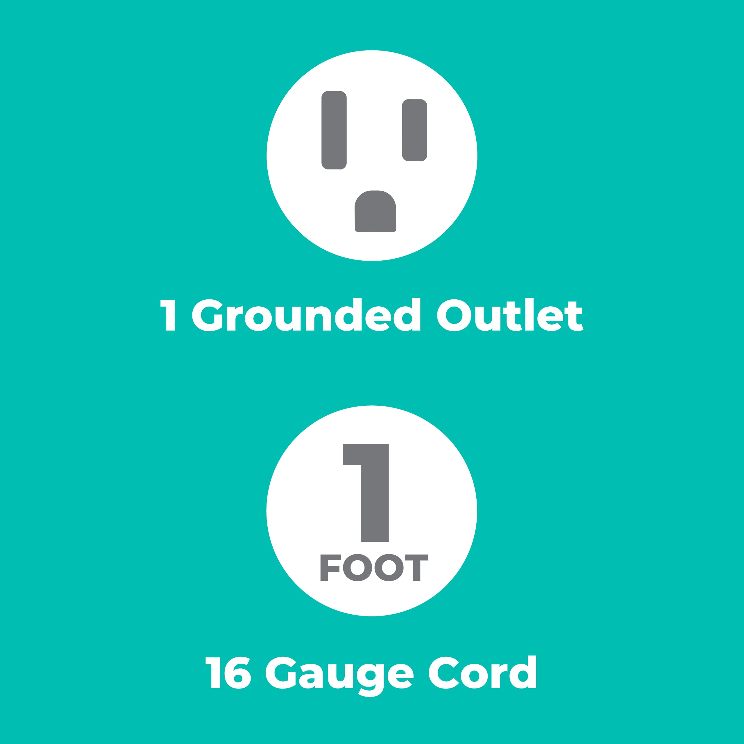 KMC Short Extension Cord 10-Pack, 1-Foot, 16/3, Outlet Saver, Black