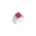 thumbnail image 3 of RYLOS Men's Rings Sterling Silver Designer Style 10X8MM Emerald Cut Shape Gemstone & Diamonds Ruby July Birthstone Rings For Men Size 11, 3 of 4