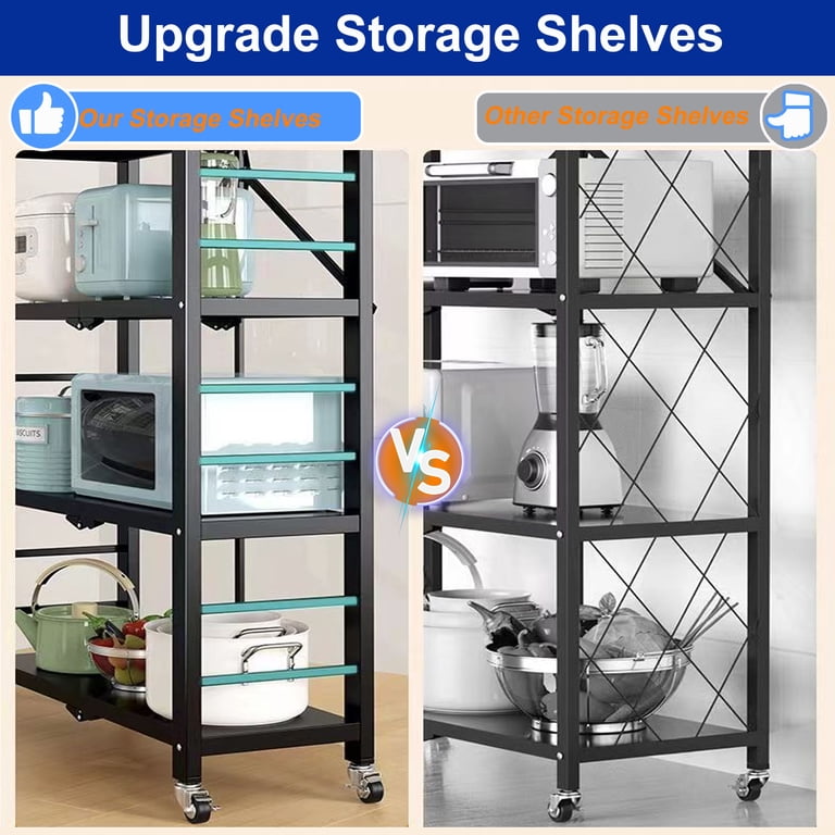 Musment Foldable 4-Tier Metal Storage Shelf, Adjustable, Black photo 8