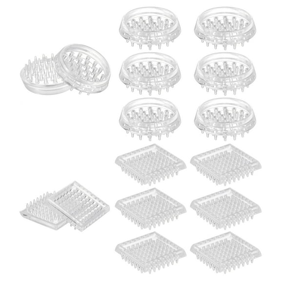16Pcs Carpet Protectors Spiked Caster Cups 1.89" Round and Square Spiked Furniture Cup