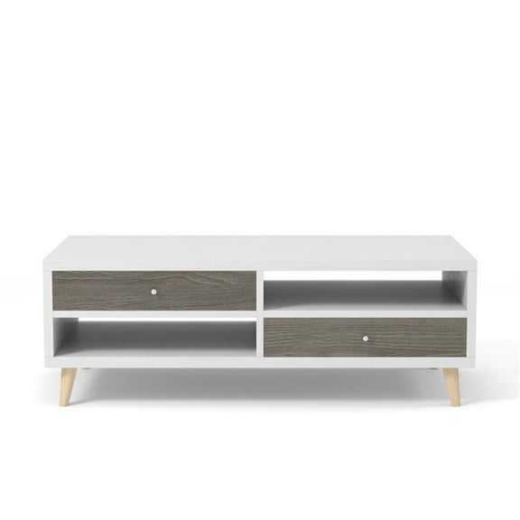Furniture of America Crayton Wood 2-Drawer Coffee Table in White and Dark Gray